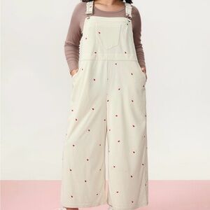 Chic Cream Overalls with Red Dots